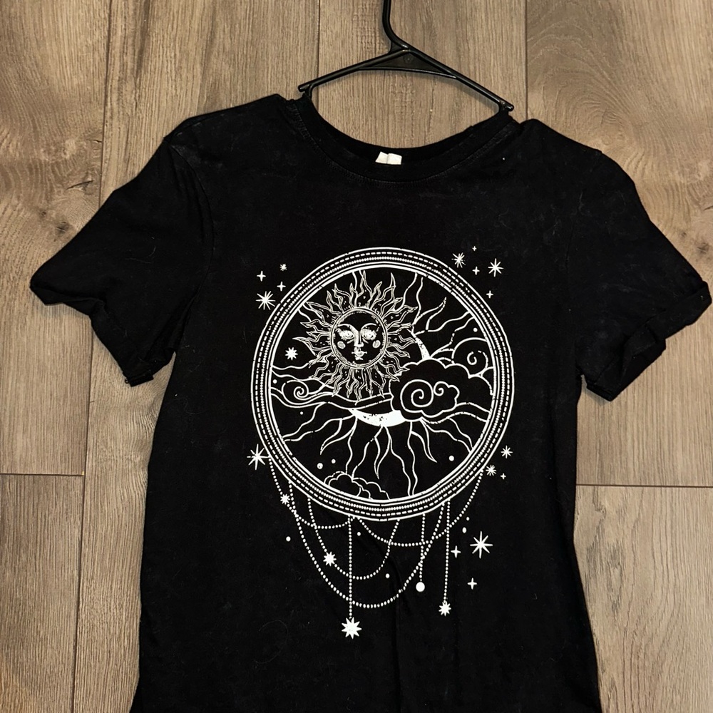 Black Graphic Sun and Moon Women's Top